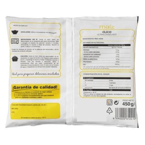maíz engorda congelado dulce