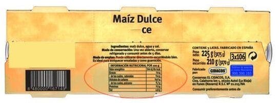 maíz engorda dulce lata