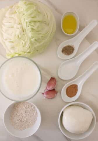 Ingredientes Repollo con bechamel y mozzarella