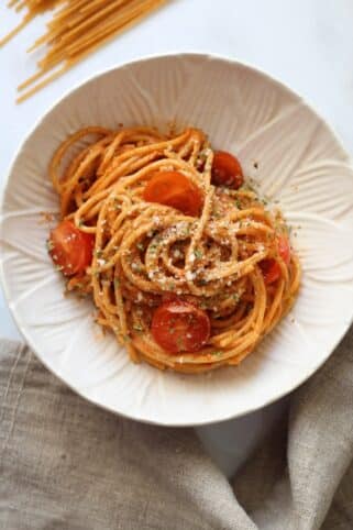 Receta spaghetti al pesto siciliano Nutricionista Valencia Nutt