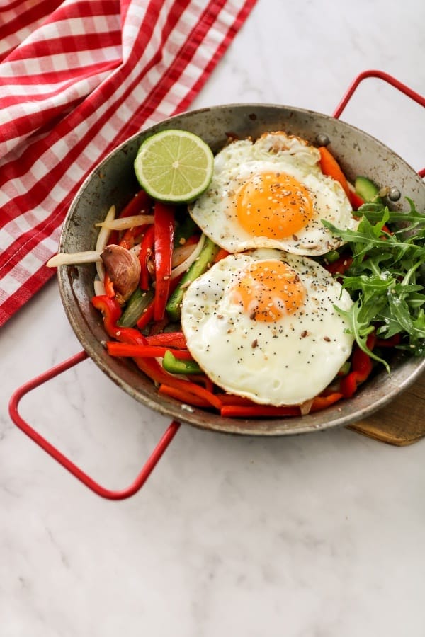 Ingredientes Sartén de huevos con verduras