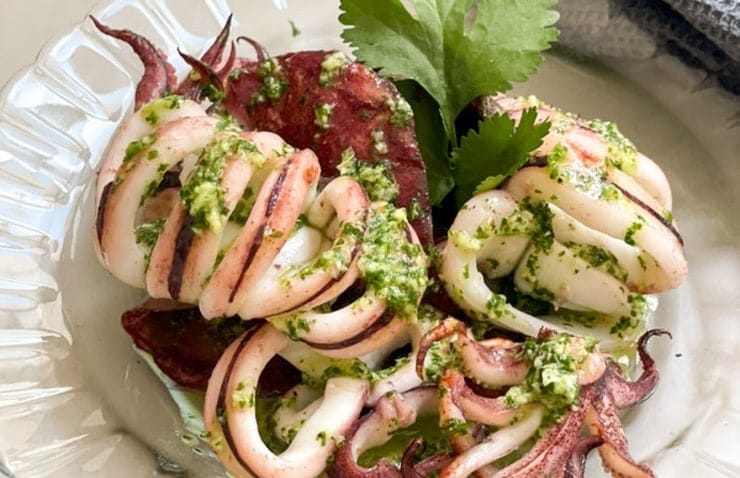 Calamar con cilantro