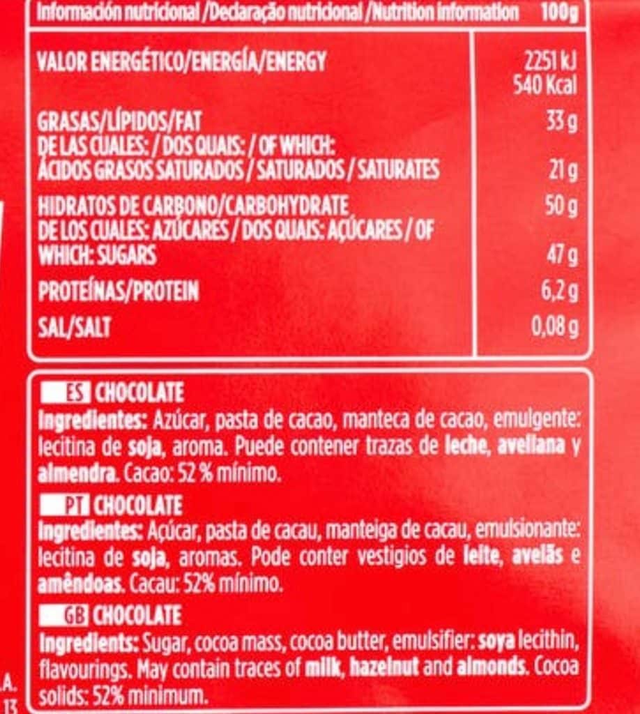 chocolate negro valores nutricionales 2 2