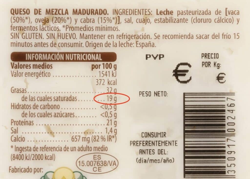 valor nutricional queso tierno