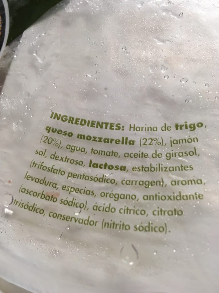 ingredientes pizza ultracongelada