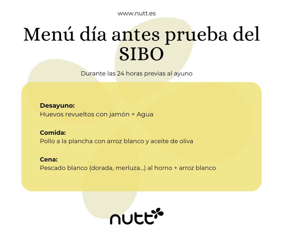 Menú test SIBO Valencia Nutt