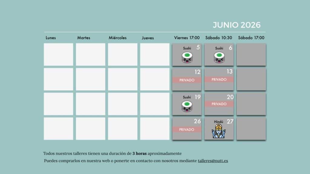 calendario taller de cocina